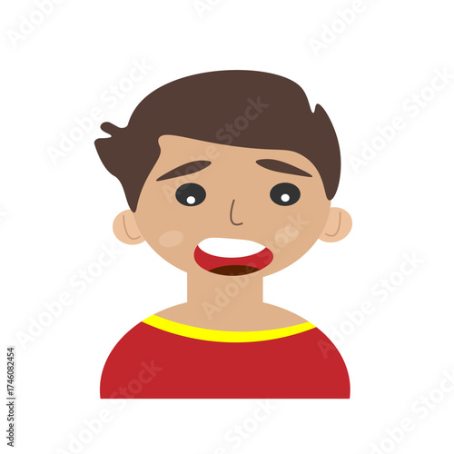 Cartoon Avatar of Young Man with Shocked or Surprised Expression