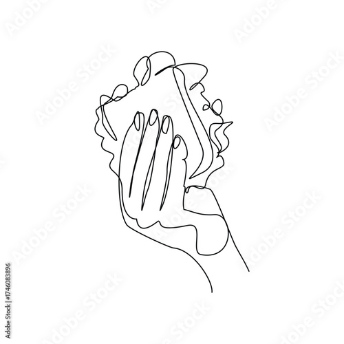 continuous line of people holding delicious sandwich fast food or junk food sketch drawing editable stroke concept for cafe, restaurant, and food shop. vector illustration