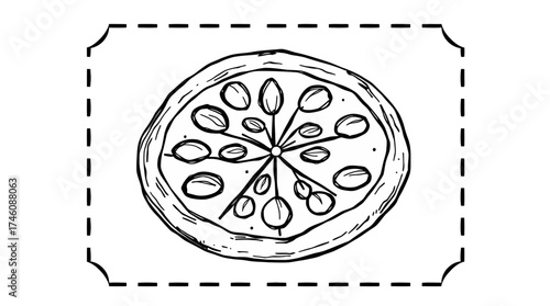 An illustration of a palm tree plantation, with many trees in rows and coconuts scattered on the ground.