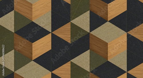 Geometric Cubes Pattern A Modern Design with Depth and Texture.
