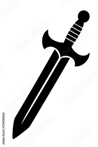 Medieval sword silhouette with classic crossguard design