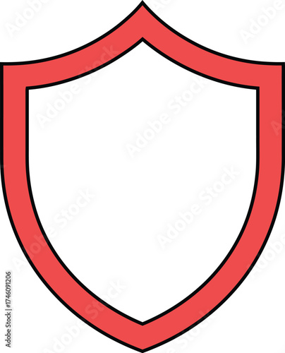 Red shield icon simple vector glyph isolated on white background for app design