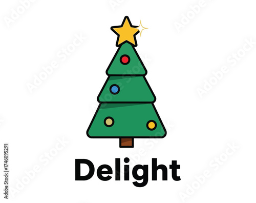 A delightful christmas tree with a shining star isolated on white background, spreading holiday cheer and delight