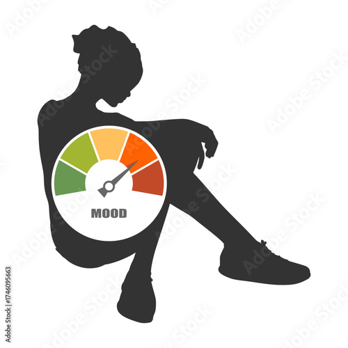 Unhappy stressed woman sitting on floor and hug her knee, thinking about problems. Upset girl feeling lonely, psychological and mental troubles. Suffering from bad relationship or break up.
