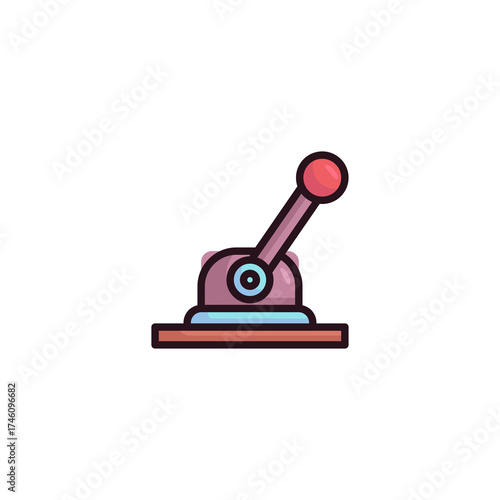 Pixel Art Toggle Switch with Red Knob on Transparent Background Isolated, a Simple Machine Interface Element for Animation, with Blue and Brown Hues