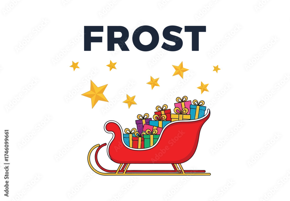 Obraz premium Christmas sleigh with gifts and stars isolated on white background for personalized text