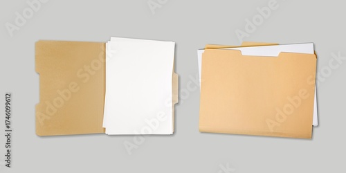 Folder open document envelope on desk