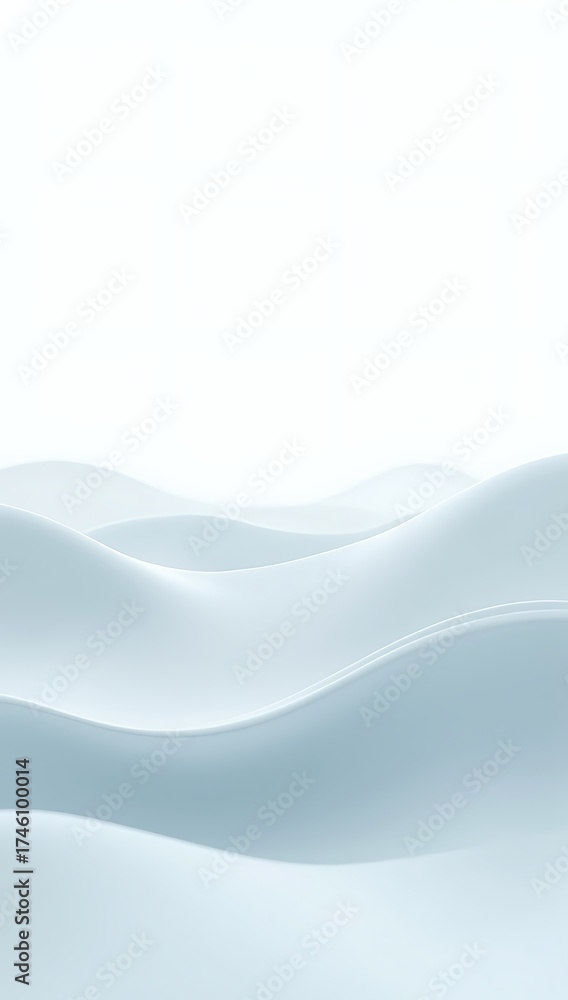 Fototapeta premium A tranquil minimalist abstract artwork visualizing silence as soft waves fading into infinite white space. 