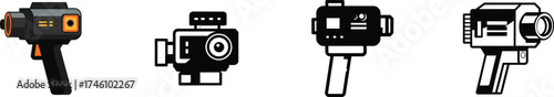 Collection of thermal imaging cameras and infrared detectors set vector