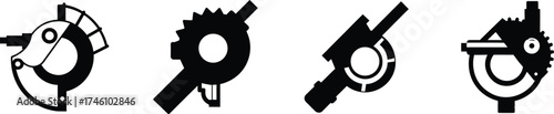 Set of four internal pipe cutter tools and gear icons for repairs vector