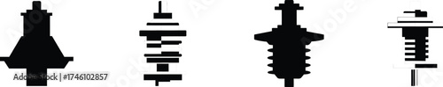 Set of four black graphic icons representing expansion joint tools vector