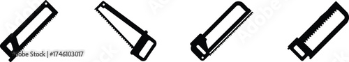 Set of four hand saws isolated on for design vector