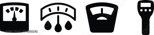 Set of moisture meter icons simple line art symbols vector