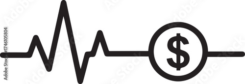 Dynamic heartbeat line transforms into a dollar sign, symbolizing financial health and growth, perfect for investment and economic themes, originally a vector graphic.