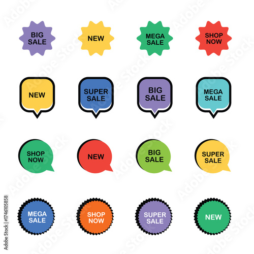 Set of Sale badges. Sale quality tags and labels. Template banner shopping badges. Special offer, sale, discount, shop, black friday.