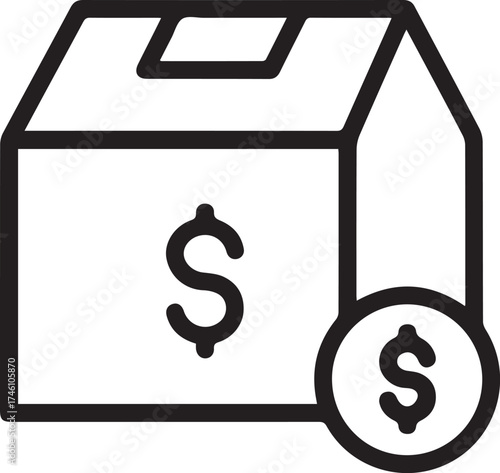 Unlock profits with this delivery box icon, showcasing financial growth and sales success for modern e-commerce and shipping solutions