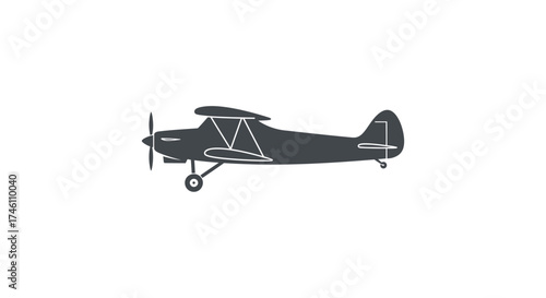 Vintage biplane aircraft silhouette graphic design transportation aviation classic airplane flying freedom retro transport