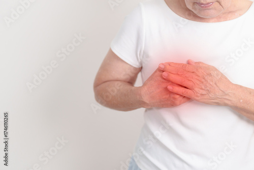 Wallpaper Mural Elderly Woman having Chest pain for concepts of Lung Disease, Lung Cancer, Asthma, Chronic Obstructive Pulmonary or COPD, Bronchitis, Emphysema, Cystic Fibrosis, Bronchiectasis, Pneumonia and Health Torontodigital.ca