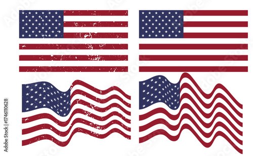 United states american flag waving and static representations for patriotic displays