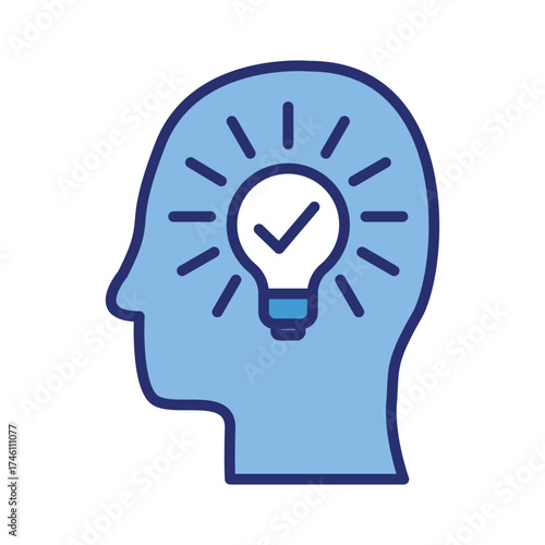 head icon with a light bulb idea perfect for creative brainstorming, innovation concepts, student projects, and educational materials.