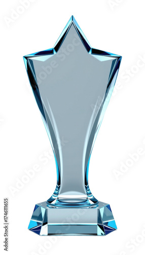 Elegant crystal trophy with a sleek modern design and a smooth reflective surface, perfect for awards, recognition, achievements, and celebrations