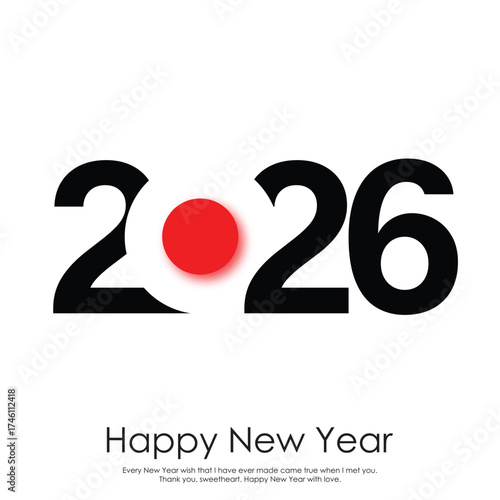 Minimalist 2026 Happy New Year logo design greeting card. Vector illustration