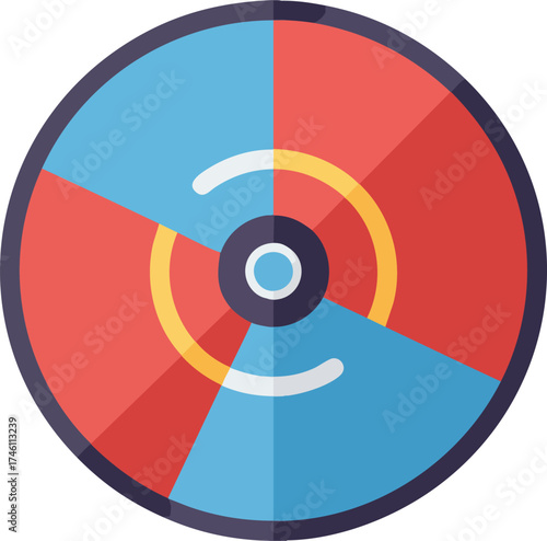 Colorful abstract spinner with red, blue, yellow and white sections