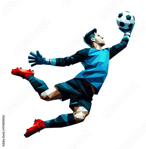 football player (goal keeper) - low poly design (artwork 3)