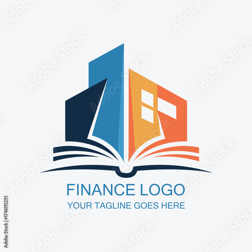 Modern Finance and Education Logo Design with Building and Open Book