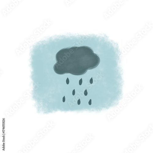 Dark Rain Cloud with Drops Hand Drawn Icon