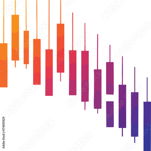 Abstract minimalist candlestick chart illustration on white background