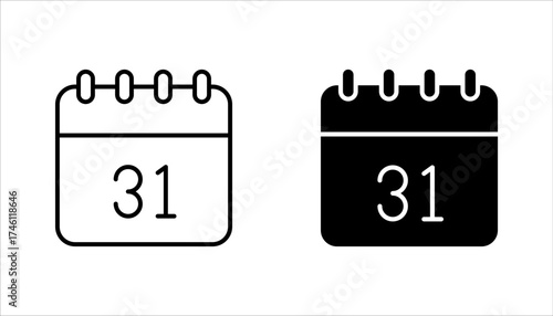 October 31 st calendar icon set. date and holiday, halloween concept, vector illustration on white background