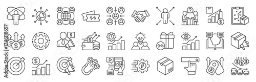 Financial Projection icon set collection. productivity, performance, advertising, and more. Editable stroke. Vector illustration eps 10