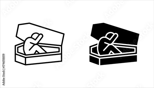 Coffin icon set. halloween concept, vector illustration on white background
