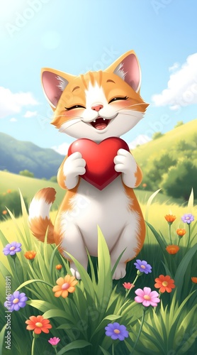 Wallpaper Mural cat and flowers Torontodigital.ca