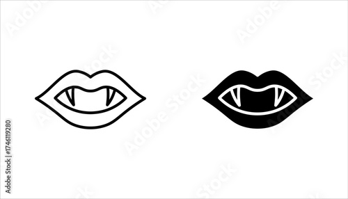 Vampire lips icon set, Halloween party line icon. vector illustration on white background