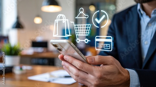 Effortless shopping experience using mobile app for seamless online purchase with secure payment and shipping, bringing modern convenience to life