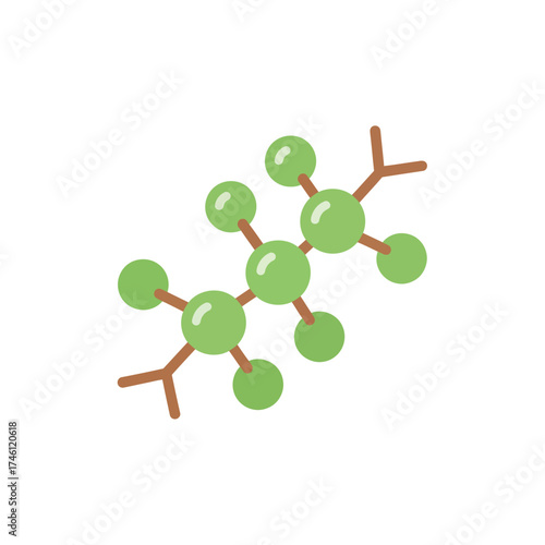 Abstract representation of a scientific molecule or chemical structure, symbolizing research, biology, and the fundamental building blocks of matter in a minimalist, flat design