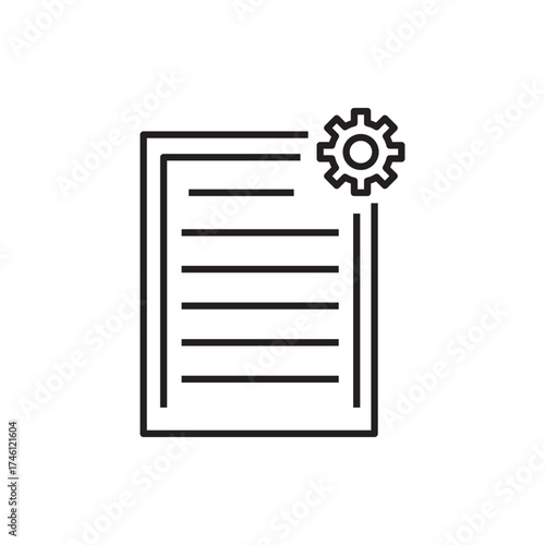 Minimal document setting icon representing data management, automation, or file configuration in digital systems. Ideal for web apps, fintech, admin dashboards, and online productivity tools.