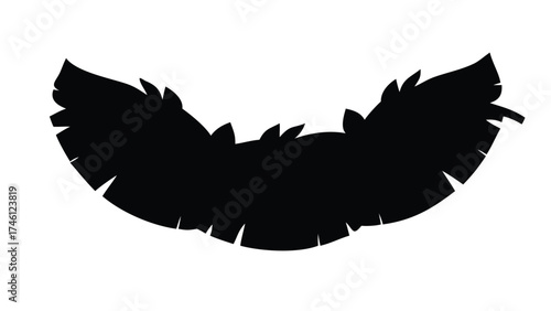 Solid Black Silhouette Vector Border of Banana Leaves