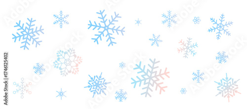 グラデーションの雪の結晶の壁紙　パターン　背景イラスト　ベクター素材