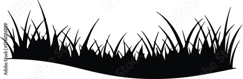 Illustrator Vector Grass blades seamless meadow field silhouette