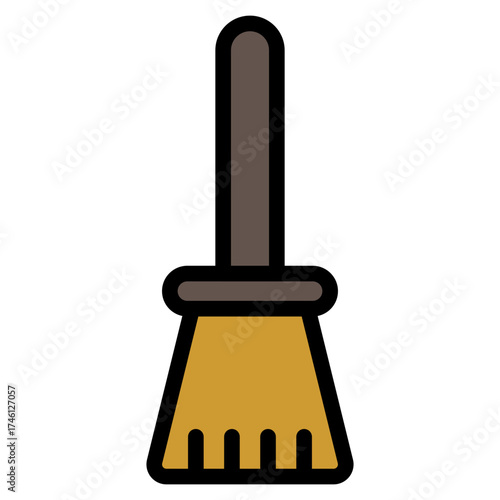 Broom Halloween icon in flat style