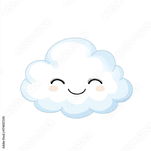  Cute cartoon cloud with closed eyes and rosy cheeks
