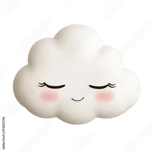  Cute cartoon cloud with closed eyes and rosy cheeks