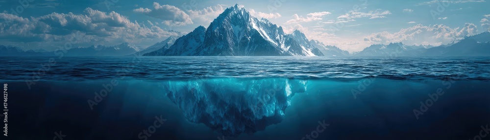 custom made wallpaper toronto digitalIceberg showing underwater risk and hidden threat concept. A stunning iceberg floating majestically in clear blue water.