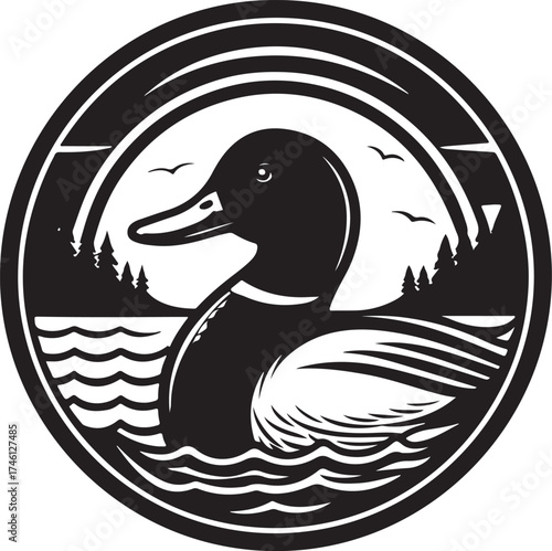 Classic Duck Swim Nature Wildlife Emblem Design