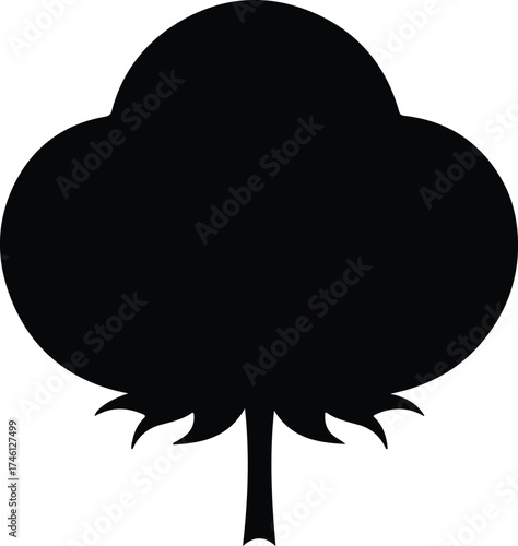 Illustrator Vector Organic cotton plant boll harvest silhouette