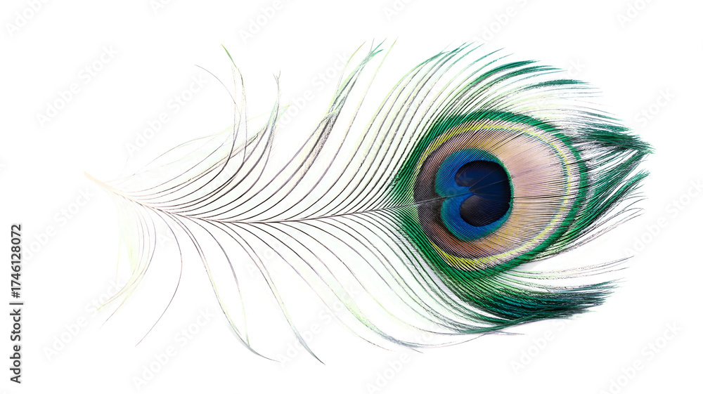 Obraz premium Peacock feather close-up isolated background