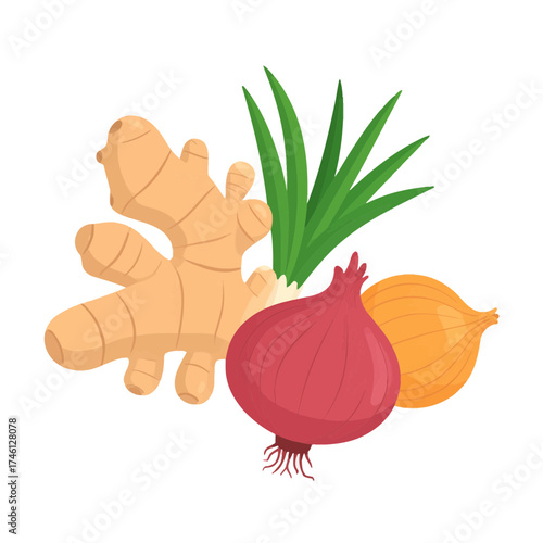 Ginger Scallions and Onions Culinary Trio for Flavorful Dishes.